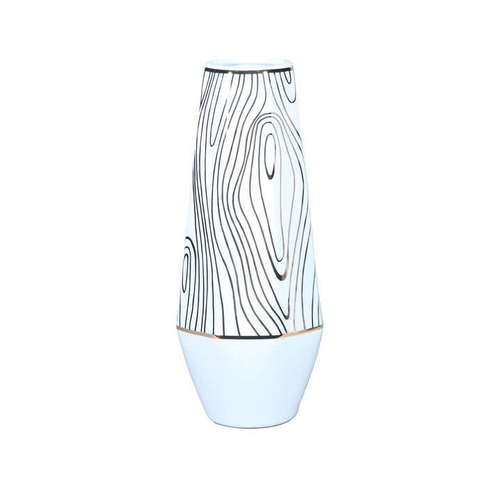 White Ceramic Vase with Gold Accent