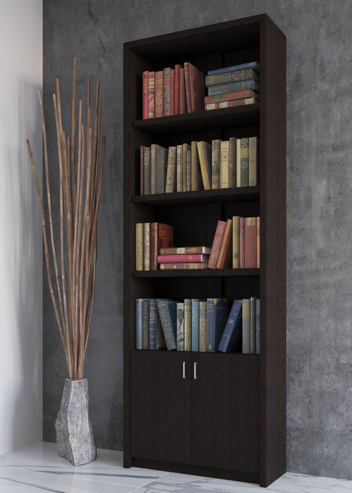 Modern Classic Bookcase 83" H , Door & Doorless, in White, Venge, Mahogany