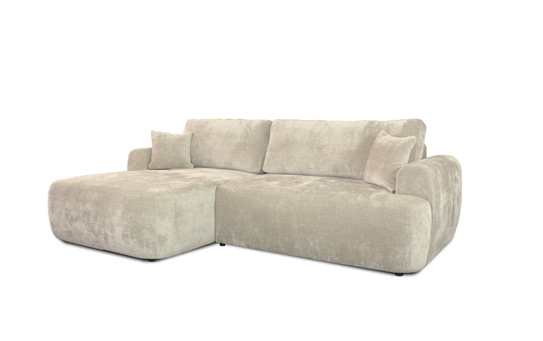 The Comfy | Modern Plush Sectional Sleeper Sofa | Cream | 104" Wide