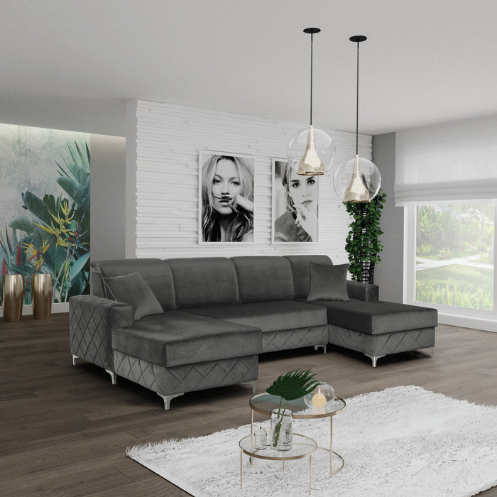 Sectional | 114" | Alfredo Deluxe | Convertible | Luxurious | Storage