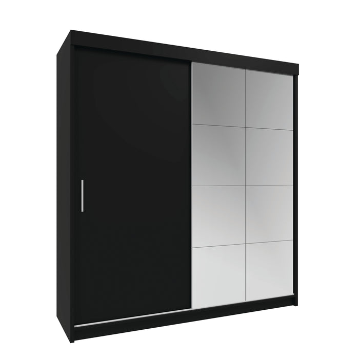 Sleek Sliding Door Mirrored Wardrobe | Peso | Wood Closet | Gray, Black, Venge, White
