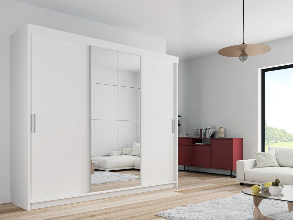 Sleek Sliding Door Mirrored Wardrobe | Peso | Wood Closet | Gray, Black, Venge, White