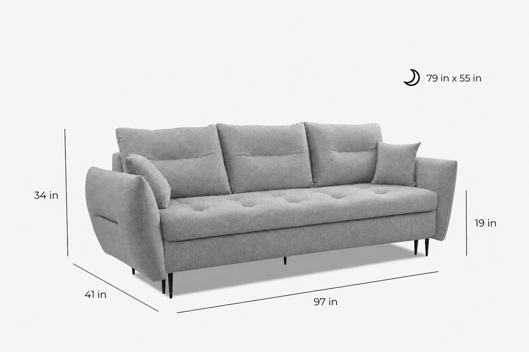 Stella Sofa Bed with Hidden Storage | Convertible 3-Seat Sleeper Sofa
