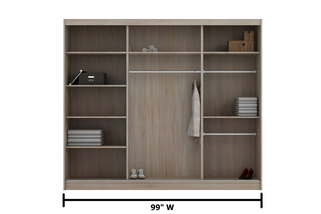 Sleek Sliding Door Mirrored Wardrobe | Peso | Wood Closet | Gray, Black, Venge, White