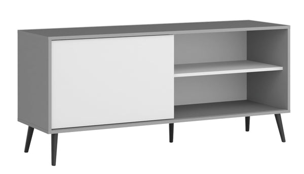 Up to 60" TV Stand | Retro Modern | White & Grey | "Atlanta" | TV Stand with Concealed Storage