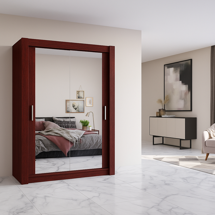 Chico Sliding Door Mirrored Wardrobe in Gray, Black, Wenge, White Colors