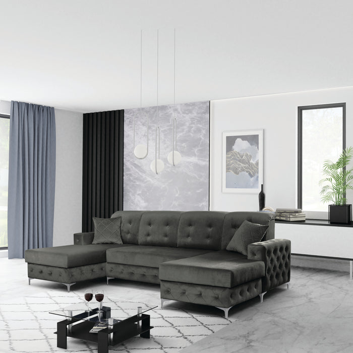 Verso 114" Wide Tufted U-Shape Sectional With Bed Comfort and Functionality Combined