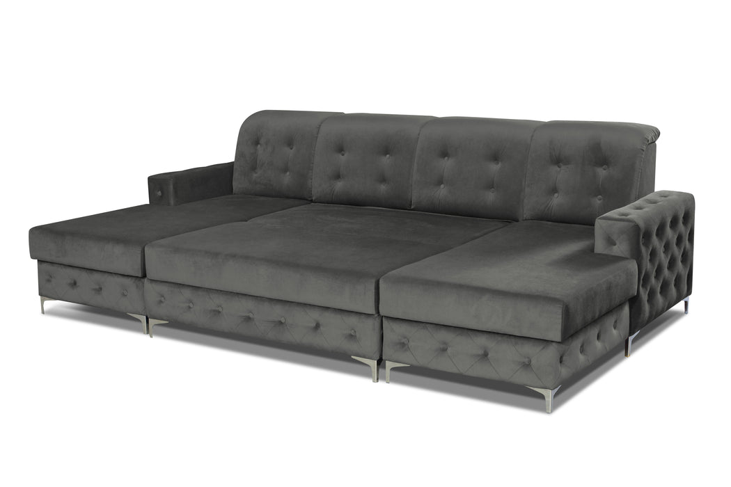 Verso 114" Wide Tufted U-Shape Sectional With Bed Comfort and Functionality Combined