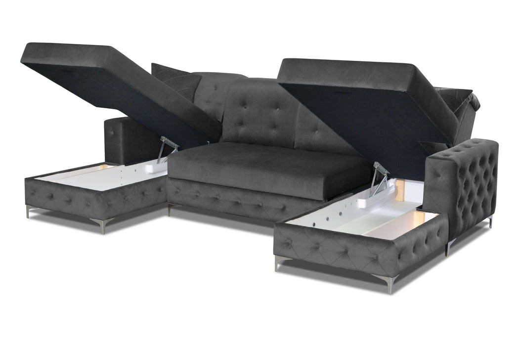 Verso 114" Wide Tufted U-Shape Sectional With Bed Comfort and Functionality Combined