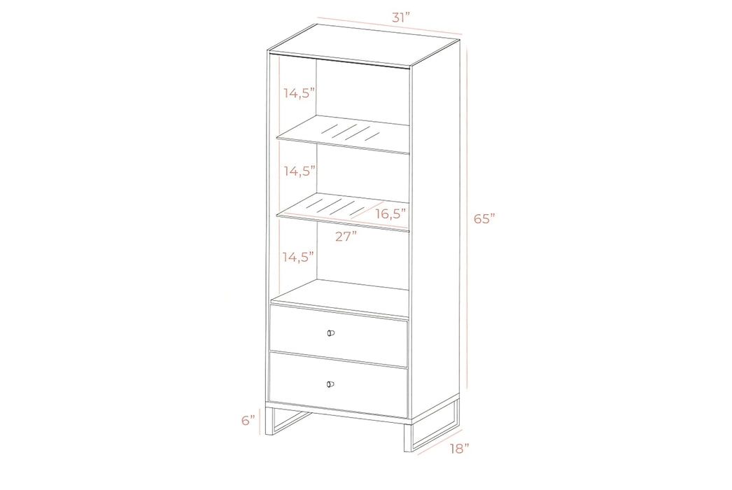 Gloss Modern Large China Cabinet in White & Black 73" High