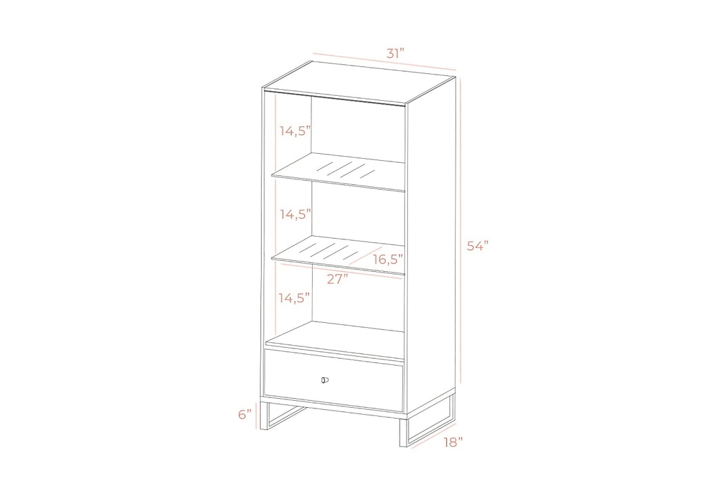 Gloss Modern Small China Cabinet in White & Black 63" High