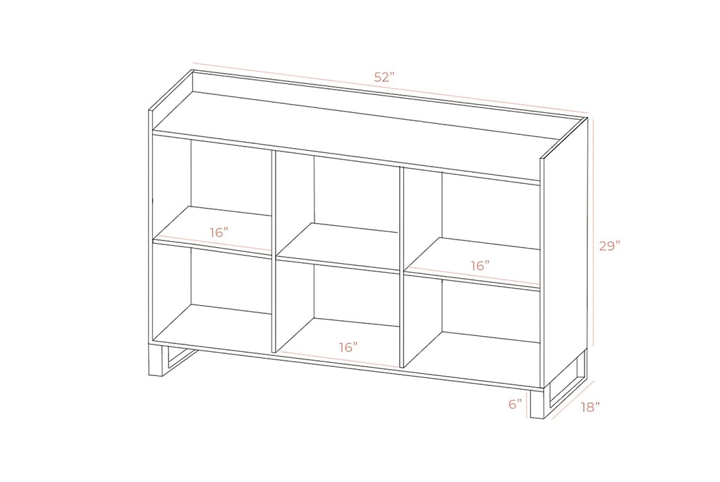 Gloss 53" Wide Sideboard with 3 Cabinets and 3 Shelves, in White & Black