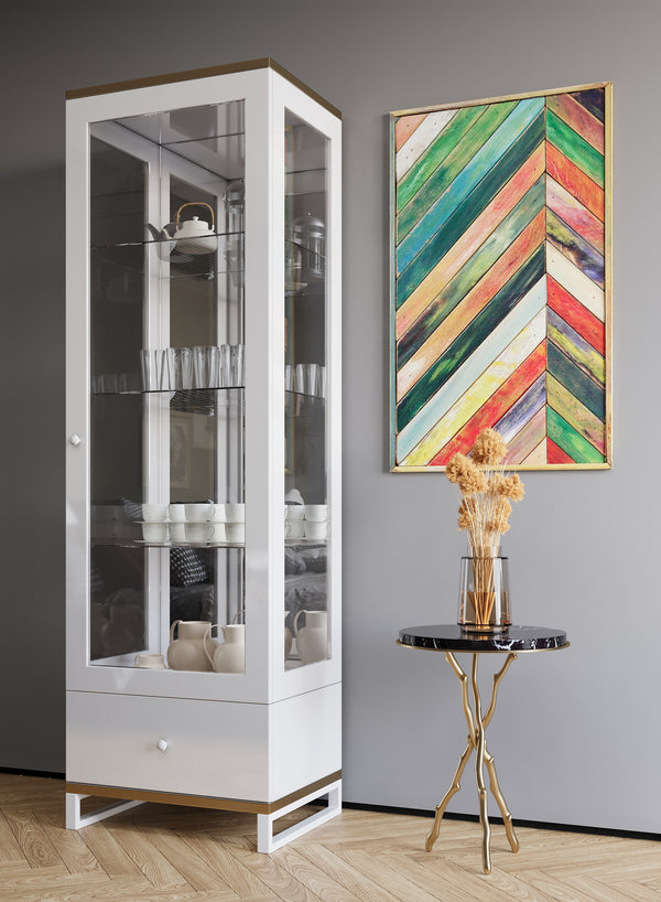 Gloss 15 Modern China Display Cabinet 81"H with LED Lighting