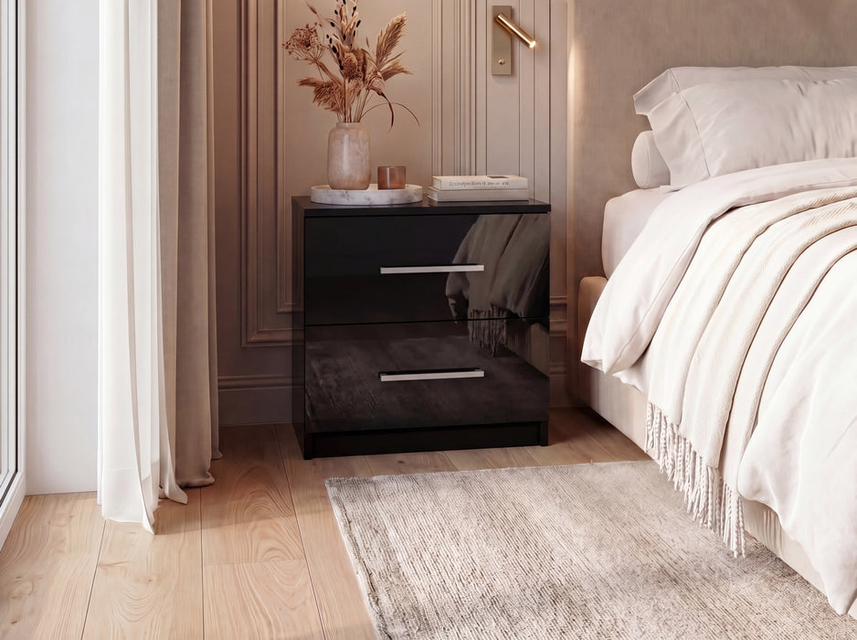 Melbourne White 2-Drawer Nightstand | Glossy Front