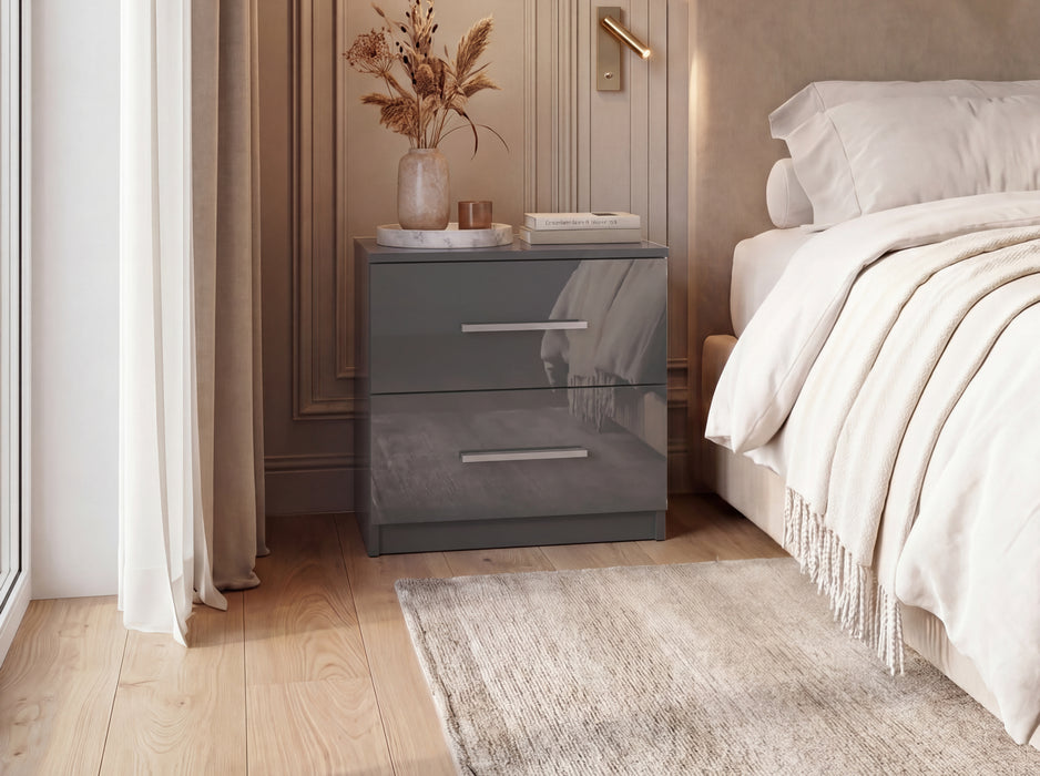 Melbourne White 2-Drawer Nightstand | Glossy Front