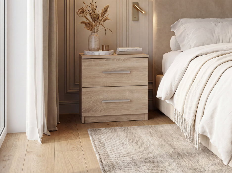 Melbourne White 2-Drawer Nightstand | Glossy Front
