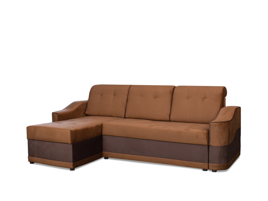 Nemo Universal Sectional Sofa with Hidden Storage and Convertible Sleeper; Brown & Gray