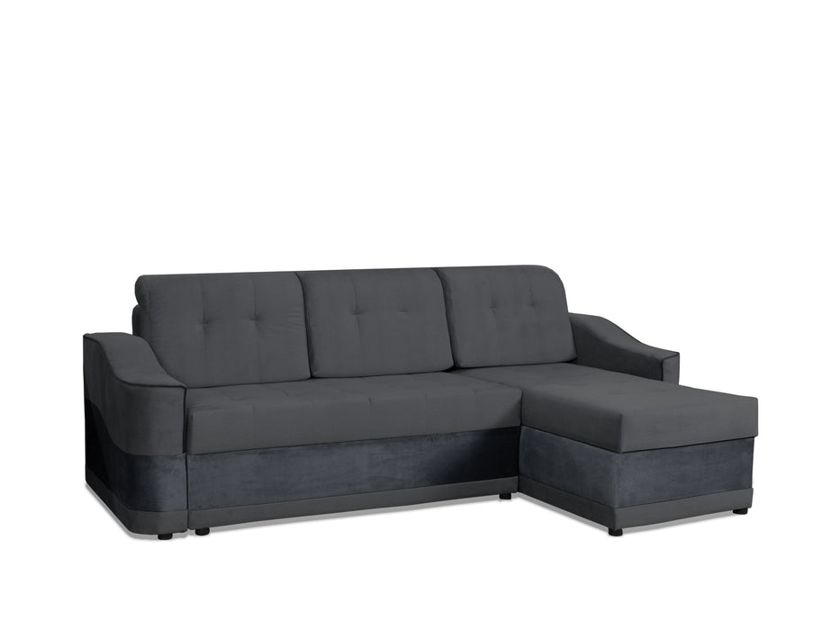 Nemo Universal Sectional Sofa with Hidden Storage and Convertible Sleeper; Brown & Gray