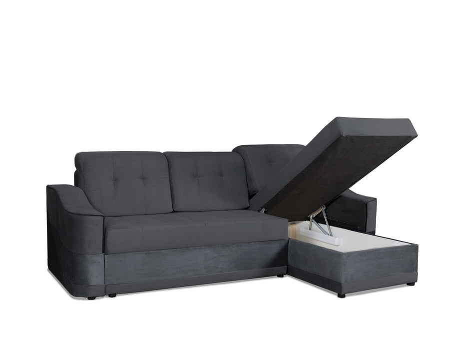 Nemo Universal Sectional Sofa with Hidden Storage and Convertible Sleeper; Brown & Gray