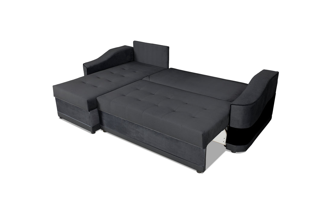 Nemo Universal Sectional Sofa with Hidden Storage and Convertible Sleeper; Brown & Gray