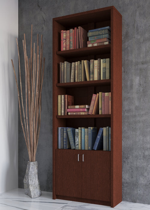 Modern Classic Bookcase 83" H , Door & Doorless, in White, Venge, Mahogany