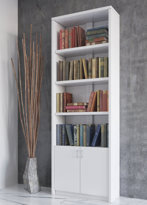 Modern Classic Bookcase 83" H , Door & Doorless, in White, Venge, Mahogany