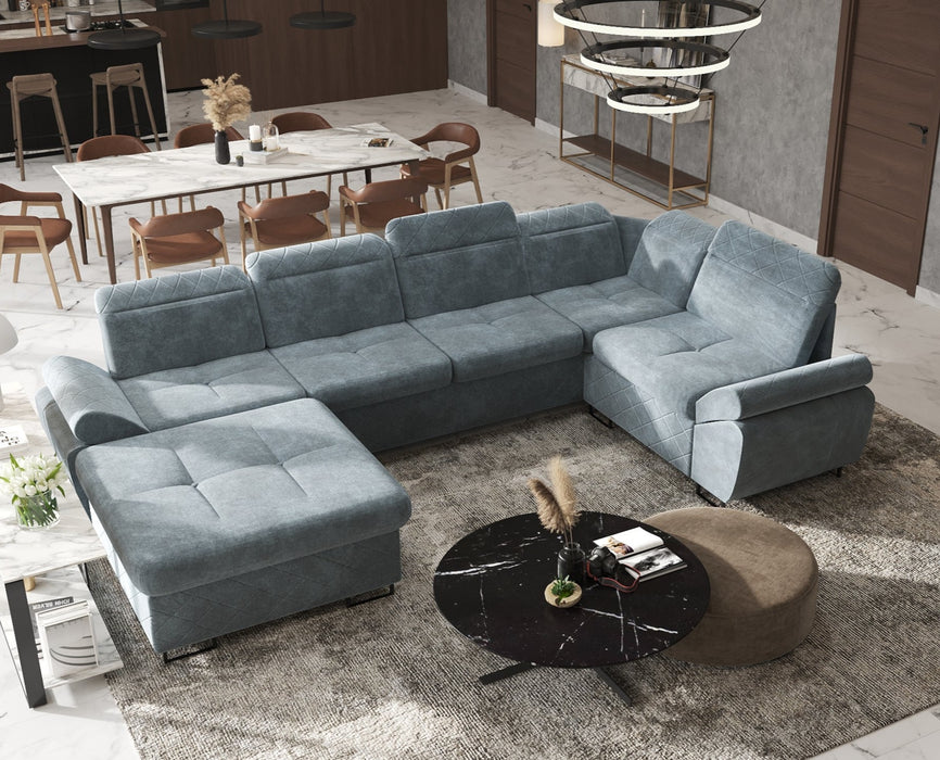 "Selly" | 136" Wide | Corner Sectional Sofa | Adjustable Backrest, Sofa Bed | Storage
