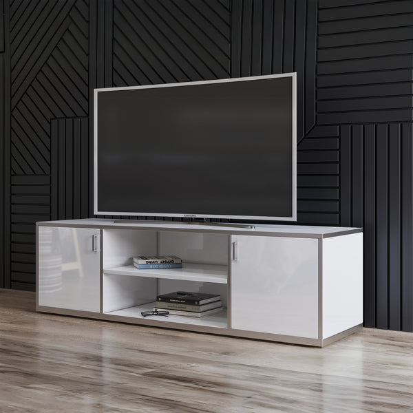 Tampa Modern Sleek White Entertainment Center