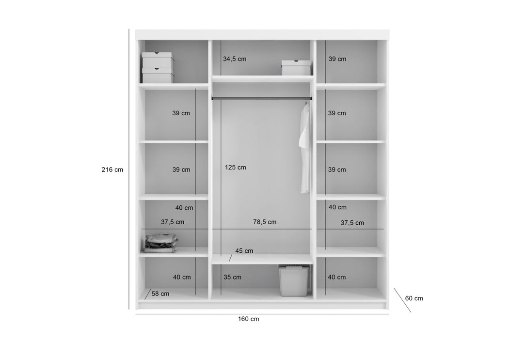 Paris Modern Closet in 63" & 71", Mirror & Mirrorless NEW