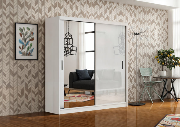 Modern Nova Sliding Door Wardrobe in White Gloss – Elegant Storage Solution