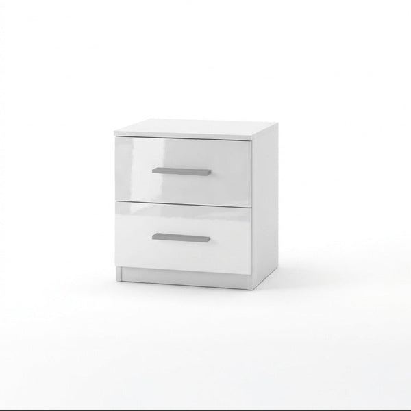 Melbourne White 2-Drawer Nightstand | Glossy Front