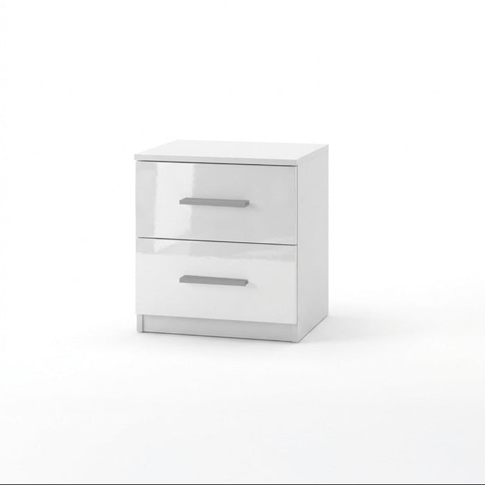 Melbourne White 2-Drawer Nightstand | Glossy Front