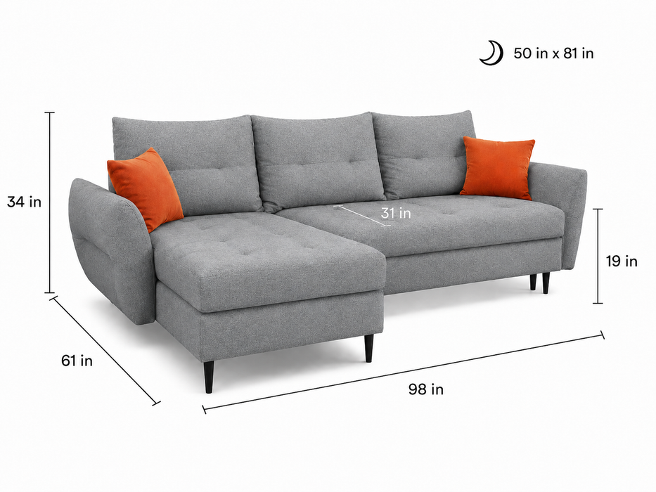 Aura Reversible Sleeper Sectional Sofa with Storage & Chaise