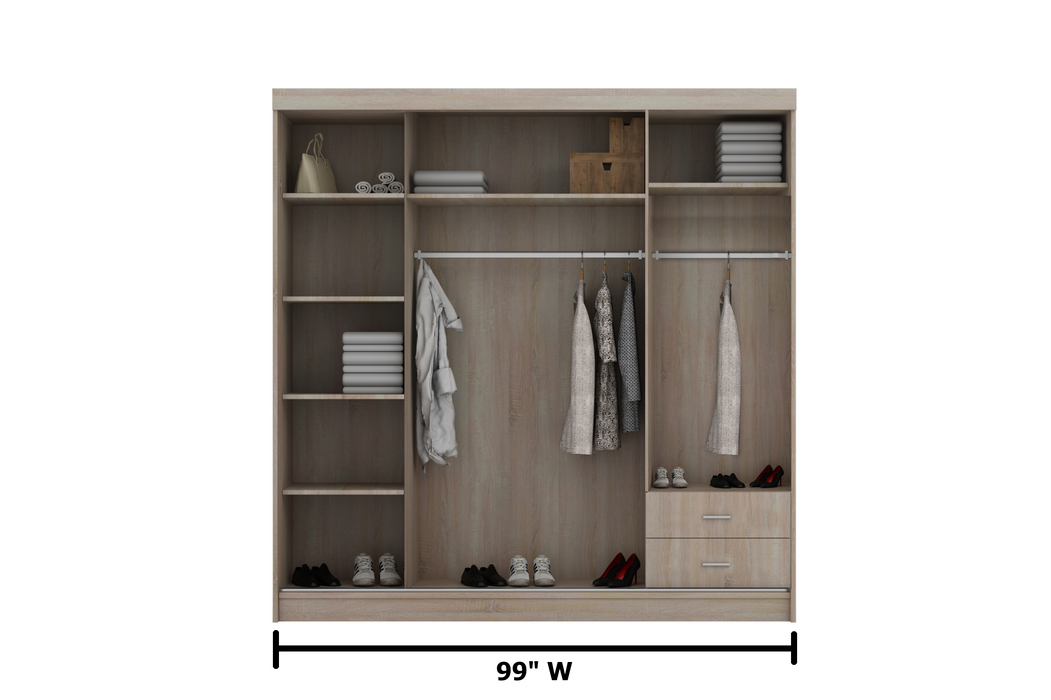 Classic Sliding Door Wardrobe in Gray, Black, Wenge, White Colors