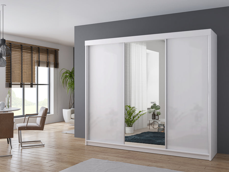 Modern Nova Sliding Door Wardrobe in White Gloss – Elegant Storage Solution