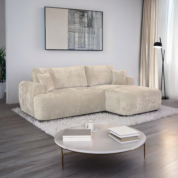 The Comfy | Modern Plush Sectional Sleeper Sofa | Cream | 104" Wide