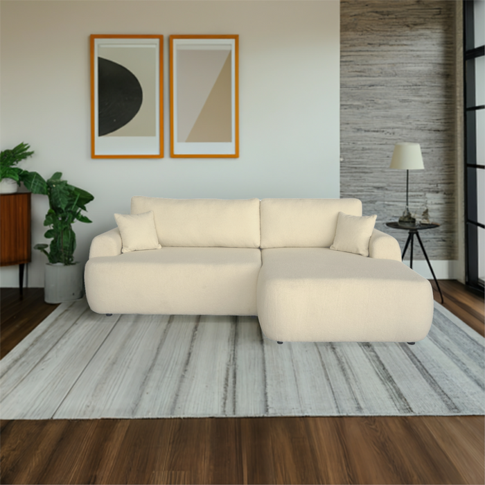 The Comfy | Modern Plush Sectional Sleeper Sofa | Cream | 104" Wide
