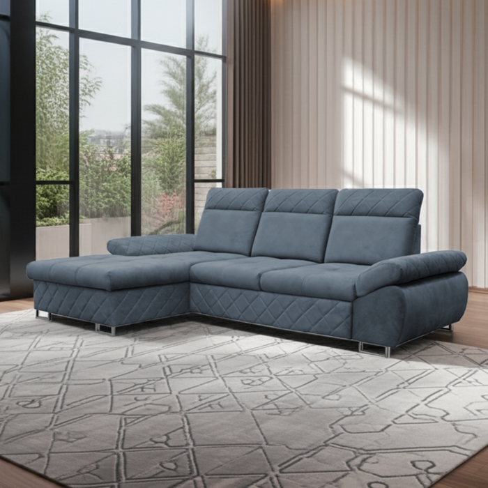 Selly Mini | 110" W | L-Shape | Backrest Adjustable | Sectional Sofa | for Your Living Room