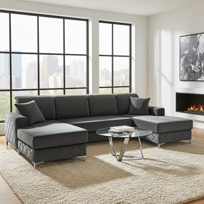 Sectional | 114" | Alfredo Deluxe | Convertible | Luxurious | Storage