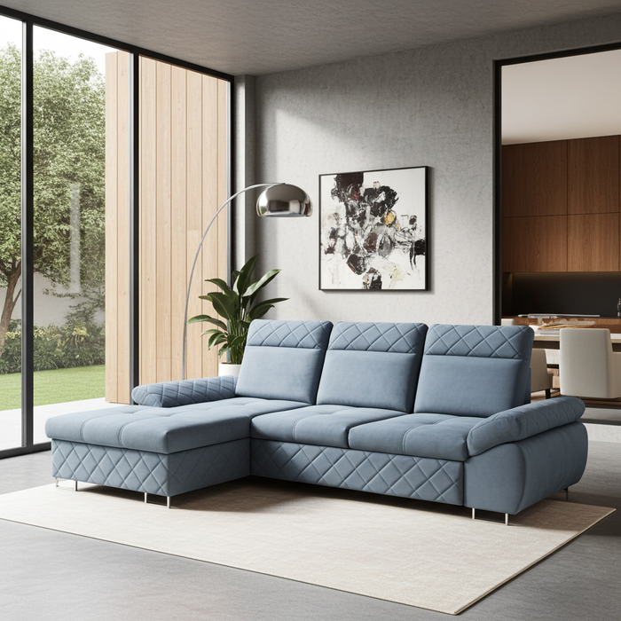 Selly Mini | 110" W | L-Shape | Backrest Adjustable | Sectional Sofa | for Your Living Room