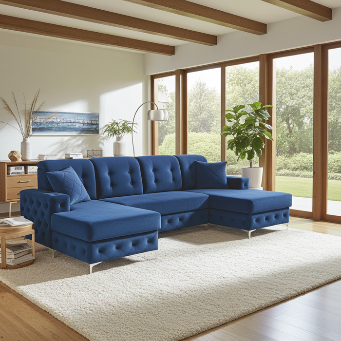 Verso 114" Wide Tufted U-Shape Sectional With Bed Comfort and Functionality Combined