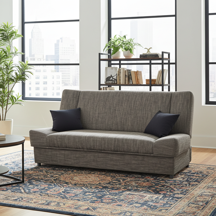 Natalia Armless Sofa: Simplicity and Versatility In Gray, Brown, Red, & Orange