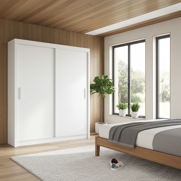 Classic Sliding Door Wardrobe in Gray, Black, Wenge, White Colors