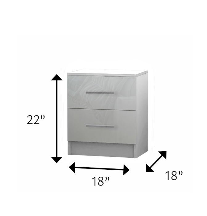 Melbourne White 2-Drawer Nightstand | Glossy Front