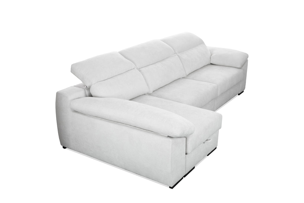 Leo Sofa Sectional 128" L-Shape Sectional Sofa with Storage and Style in Beige