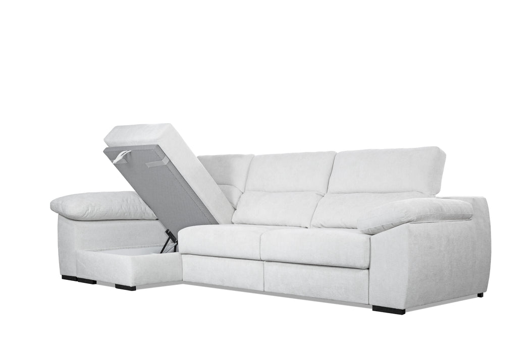 Leo Sofa Sectional 128" L-Shape Sectional Sofa with Storage and Style in Beige