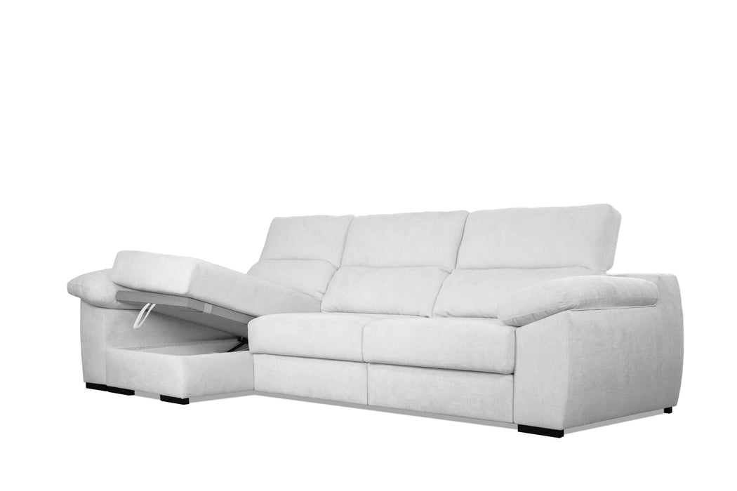 Leo Sofa Sectional 128" L-Shape Sectional Sofa with Storage and Style in Beige
