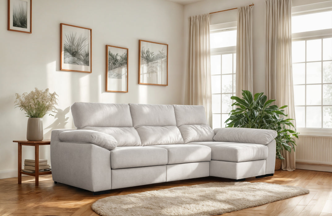 Leo Sofa Sectional 128" L-Shape Sectional Sofa with Storage and Style in Beige