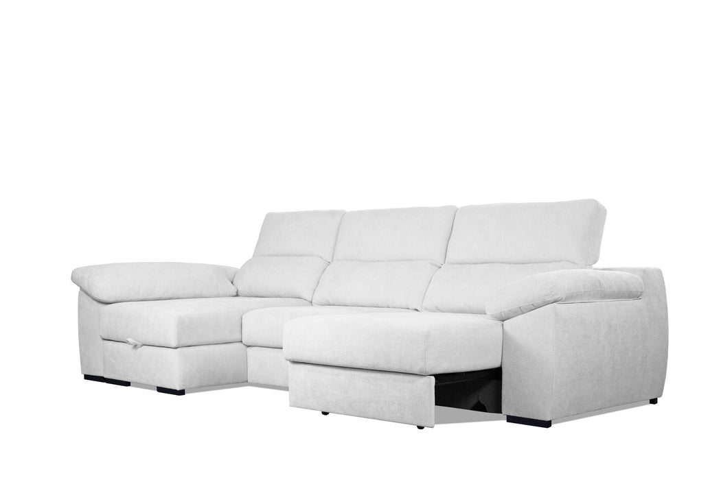 Leo Sofa Sectional 128" L-Shape Sectional Sofa with Storage and Style in Beige