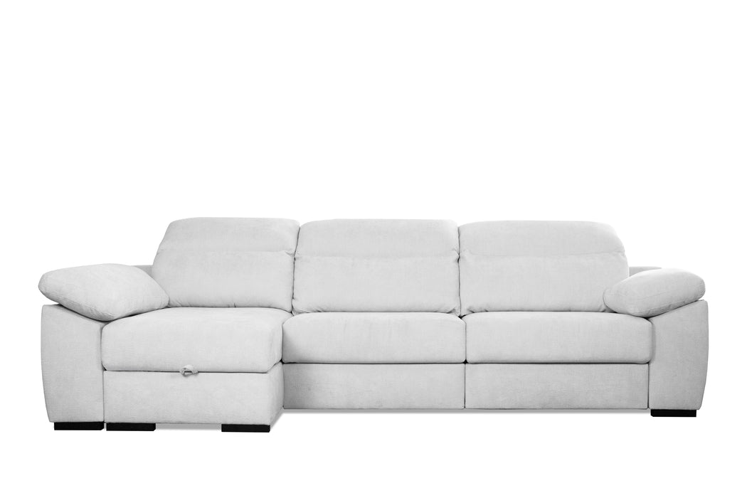 Leo Sofa Sectional 128" L-Shape Sectional Sofa with Storage and Style in Beige